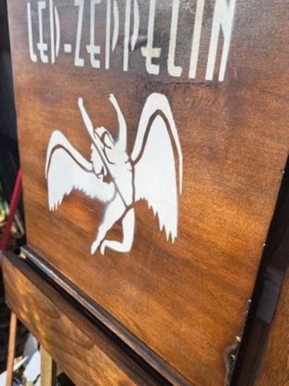 Led Zeppelin Wood Wall Display with White Icarus Logo